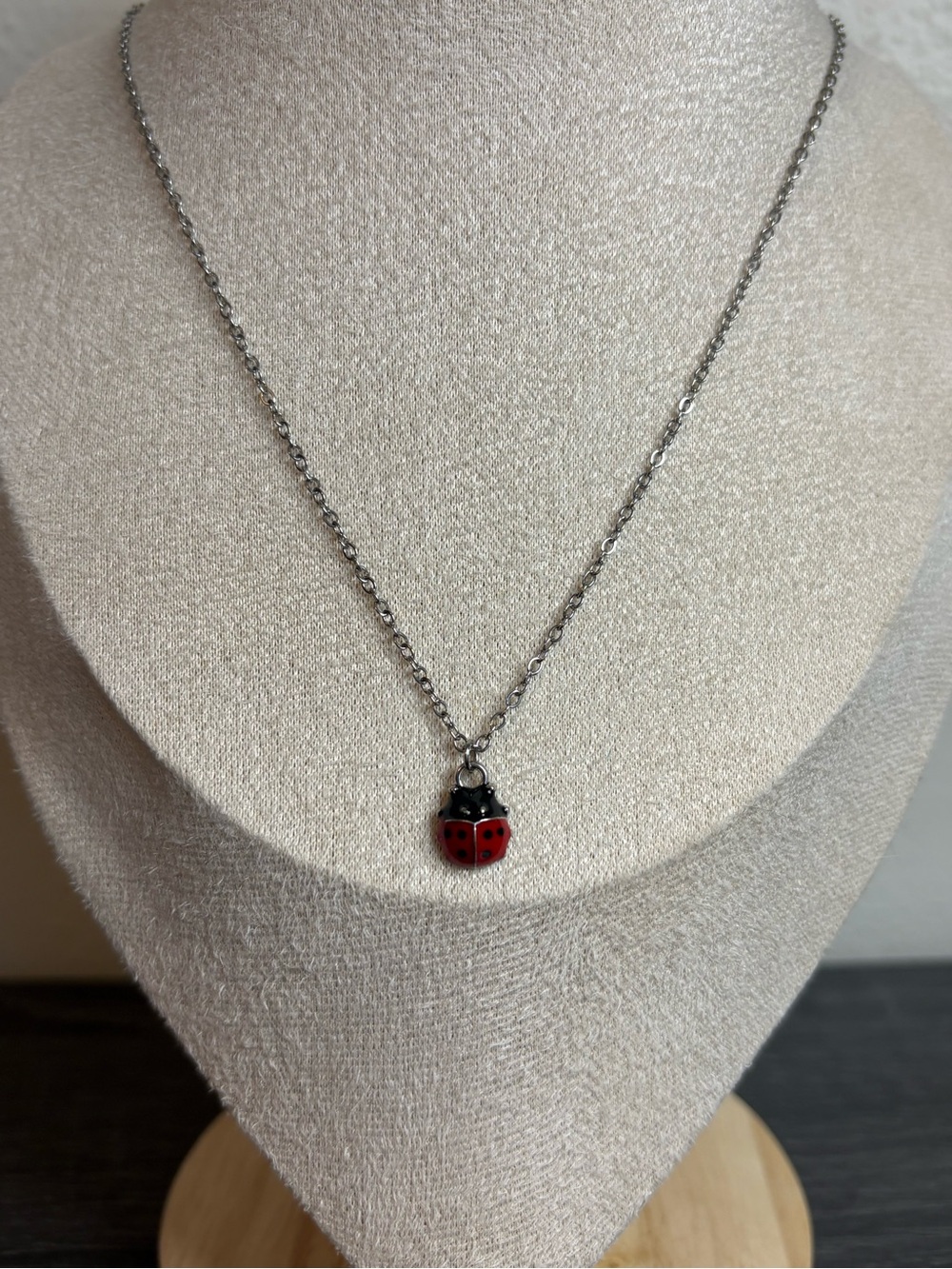 Handmade Silver Ladybug Necklace